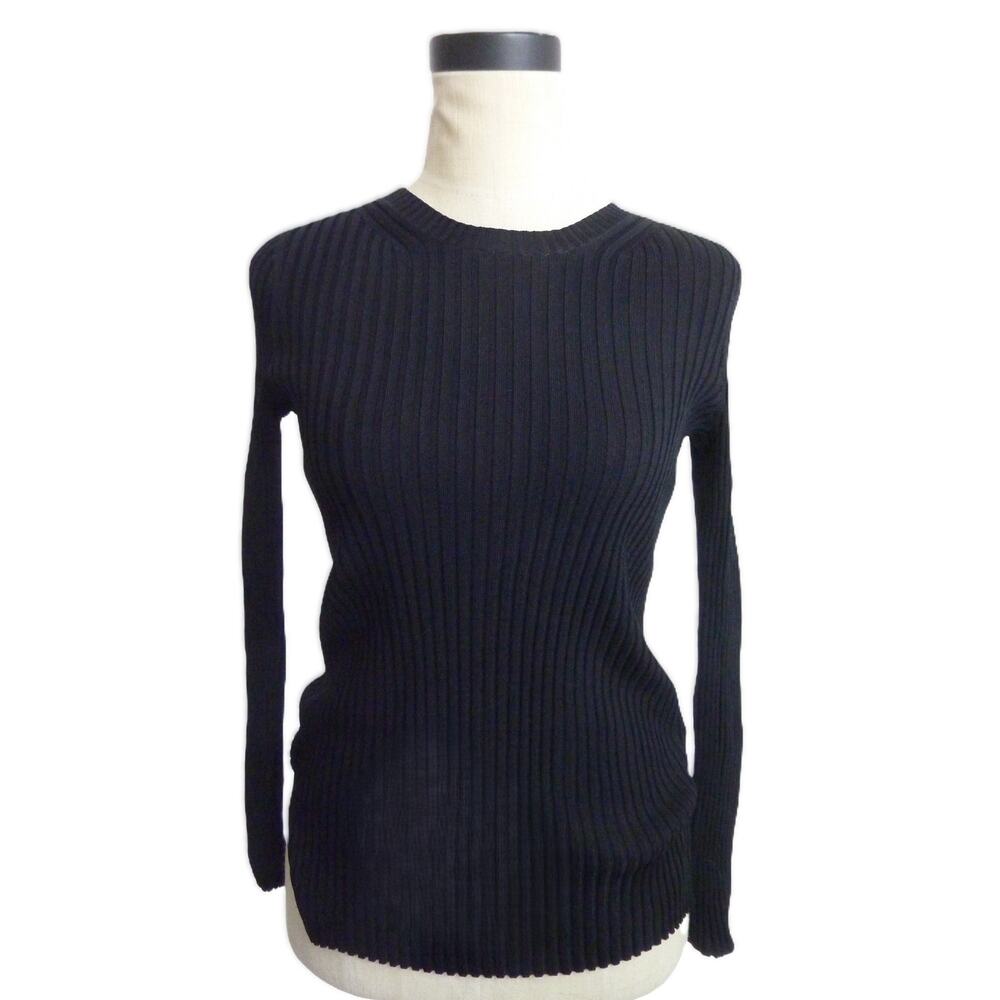 NWOT Everlane Viscose Knit Crew Rib Black Top Size S